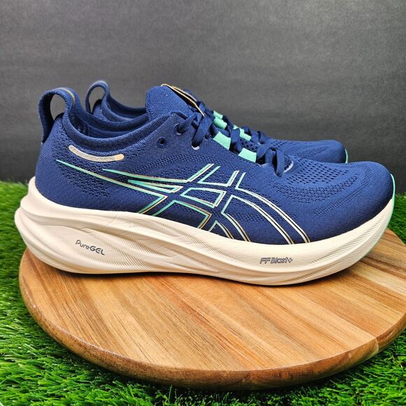 Asics Gel-Nimbus 26 Shoes Womens Size 11 Wide Blue Athletic Running Sneakers - Picture 1 of 12